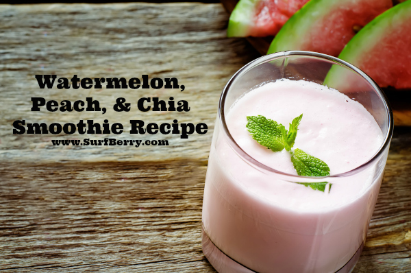 Watermelon, Peach and Chia Smoothie Recipe www.SurfBerry.com